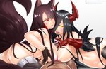 black_hair breast_play breasts butt female genitals glowing glowing_eyes group hair horn human_on_humanoid interspecies male male/female navel one_eye_closed penis pussy sex simple_background smile titfuck tongue tongue_out white_background slimedrippy azur_lane akagi_(azur_lane) animal_humanoid canid canid_humanoid horned_humanoid human humanoid mammal mammal_humanoid 2020