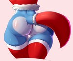 anthro anus big_butt butt clothing female festive genitals holidays legwear pussy solo thick_thighs thigh_highs walking booponies conditional_dnp christmas nintendo star_fox krystal_(star_fox) canid canine fox mammal