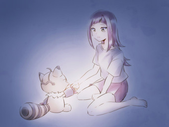 anthro cybernetics duo female fur hair machine orange_body orange_fur red_hair sitting striped_body striped_fur stripes ym205b bandai_namco digimon digimon_beatbreak reina_sakuya cyborg digimon_(species) human mammal pristimon 4:3 hi_res