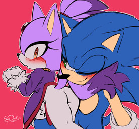 anthro blush duo female green_eyes hair hero looking_back love male male/female on_lap paw_pose ponytail pose princess romantic romantic_couple royalty smile yellow_eyes sundarkmkn19 sega sonic_the_hedgehog_(series) blaze_the_cat sonic_the_hedgehog domestic_cat eulipotyphlan felid feline felis hedgehog mammal