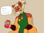 anthro breasts clothed clothing ear_piercing female fur humor looking_at_viewer piercing simple_background smile solo doof_rabbit sprite_(soda) sprite_cranberry ailurid mammal red_panda 4:3 digital_media_(artwork) meme