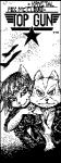 1-bit aircraft airplane anthro black_nose clothing duo female fur hair jacket male short_hair text topwear vehicle unknown_artist miiverse nintendo star_fox top_gun fox_mccloud krystal_(star_fox) canid canine fox mammal black_and_white english_text low_res monochrome