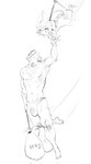 anthro areola biped blush bodily_fluids bulge butt clothed clothing duo female hair looking_up male mostly_nude navel nipple_fetish nipple_play nipple_pull nude simple_background tail tongue tongue_out underwear underwear_only white_background skeleton265 humanoid lagomorph leporid mammal rabbit hi_res monochrome
