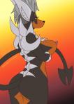 anthro anthrofied big_breasts breasts butt female hair looking_at_viewer nipples nude pokemorph simple_background solo bearbox_doodletimes nintendo pokemon canid canine generation_6_pokemon mammal mega_evolution mega_houndoom pokemon_(species) 2017 digital_media_(artwork) hi_res