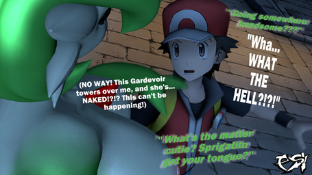 big_breasts breasts brown_hair clothed clothed_human clothed_male clothing dialogue duo female green_body green_hair hair male multicolored_body night nipples nude nude_female nude_humanoid outside pink_nipples standing text two_tone_body wearing_hat white_body psikokinetic warfaremachine_(modeler) nintendo pokemon pokemon_trainer red_(pokemon) warfare_gardevoir gardevoir generation_3_pokemon human humanoid mammal pokemon_(species) 16:9 2026 3d_(artwork) digital_media_(artwork) english_text hi_res source_filmmaker_(artwork) widescreen