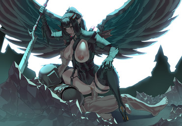 faceless_character faceless_male female male male/female nipple_piercing nipples not_furry_focus piercing prosthetic prosthetic_leg prosthetic_limb questionable_consent aceavoeexkillo warhammer_(franchise) warhammer_40000 drukhari humanoid absurd_res hi_res