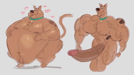 abs anthro arm_hair balls belly belly_hair big_balls big_penis body_hair brown_body brown_fur chest_hair collar collar_only fur genitals heart_symbol huge_balls huge_penis humanoid_genitalia humanoid_penis hyper hyper_balls hyper_genitalia hyper_penis male muscular muscular_anthro muscular_male nipples nude overweight overweight_male pecs penis simple_background slightly_chubby slightly_chubby_male solo vein veiny_penis lotolotl hanna-barbera scooby-doo_(series) scooby-doo canid canine canis domestic_dog mammal hi_res