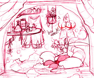 balls bath bathing big_balls blush bodily_fluids bubble clothing curtains detailed_background dialogue flaccid flower foreskin genitals hat headgear headwear holding_object long_tail looking_at_viewer male nude open_mouth penis plant rubber_duck solo suds sweat tail text thick_thighs unretracted_foreskin water roksim nintendo pokemon roksim_the_time_mage flygon generation_3_pokemon pokemon_(species) 2019 digital_media_(artwork) english_text monochrome