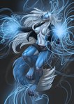 anthro electricity female hair lightning magic markings powers solo tattoo conditional_dnp inert-ren mythology canid canine canis mammal mythological_creature wolf