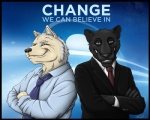 alternate_species anthro black_border border clothed clothing crossed_arms duo fully_clothed fur furrification male melanistic necktie parody serious_business suit suits text what blackrend real_world barack_obama joe_biden canid canine canis domestic_cat felid feline felis mammal pantherine wolf digital_media_(artwork) english_text shaded