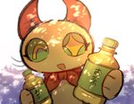 ambiguous_gender anthro beverage bottle cape clothing container horn one_eye_closed solo tea text whiskers 39_taro0 neko_no_teach-kun oyasaioni9 ori_(neko_no_teach-kun) demon unknown_species absurd_res hi_res japanese_text translation_request