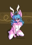 abstract_background ahoge anthro antlers arm_tattoo balls bangs big_ears blue_hair blue_nose cheek_tuft curled_hair facial_tuft femboy foreshortening foreskin fuzzy fuzzy_balls genitals grey_eyes grey_nipples hair hands_on_ground heart_ahoge hooves horn kneeling long_hair looking_at_viewer male markings mole_(marking) navel nipples nude penis pink_body pose smile solo tattoo thick_thighs tuft white_body conditional_dnp octavetothink baylie_(octavetothink) deer mammal 2024 absurd_res cel_shading digital_drawing_(artwork) digital_media_(artwork) hi_res pinup shaded