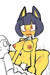 anthro big_breasts blush breasts cowgirl_position crouching duo female female_on_human from_front_position human_on_anthro interspecies male male_on_anthro nipples nude on_bottom on_top open_mouth sex simple_background smile vaginal white_background fufucatu animal_crossing nintendo ankha_(animal_crossing) villager_(animal_crossing) domestic_cat felid feline felis human mammal