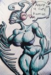 2023 andressa antennae_(anatomy) anthro arthropod bandeau big_breasts big_eyes biped black_text blue_body blue_breasts bottomless bottomless_anthro bottomless_female breasts cleavage cleavage_overflow clothed clothing compound_eyes cross-hatching curvy_figure dialogue ellipsis english_text female female_anthro hatching_(art) heart_symbol hi_res hourglass_figure image_comics insect invincible_(comics) invincible_(tv_series) legs_together lips looking_at_viewer pink_heart pupils purple_bandeau purple_clothing purple_lips purple_topwear red_eyes shaded skimpy solo species_in_dialogue speech_bubble standing talking_to_viewer text thebubbagrund thick_lips thick_thighs thraxan topwear traditional_media_(artwork) unusual_pupils white_speech_bubble wide_hips