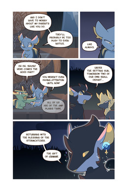ambiguous_gender black_body black_fur blue_body blue_fur border brown_eyes dialogue feral fur glowing green_body green_fur group head_tuft inner_ear_fluff lying night on_front outside quadruped sky speech_bubble text tuft white_border yellow_body yellow_eyes yellow_fur wooled nintendo pokemon pokemon_mystery_dungeon spike_chunsoft malachi_(wooled) sable_(wooled) electrike generation_3_pokemon generation_4_pokemon luxray manectric pokemon_(species) shinx comic english_text hi_res
