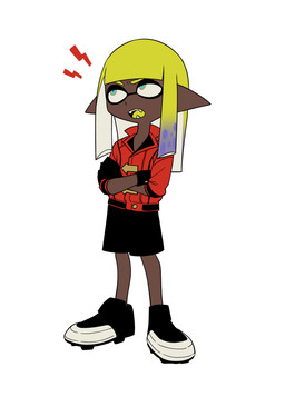 black_clothing black_gloves black_handwear clothing gloves handwear humanoid_pointy_ears male pointy_ears sharp_fangs simple_background solo white_background enaic31 nintendo splatoon inkling_boy aquatic cephalopod humanoid inkling mollusk absurd_res hi_res