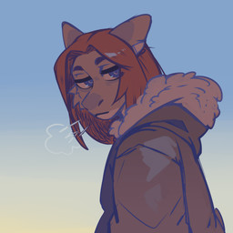 anthro breath brown_body brown_clothing brown_fur brown_hair brown_jacket brown_topwear cheek_tuft clothed clothing facial_tuft female fur glistening glistening_eyes gradient_background hair jacket mouth_closed narrowed_eyes side_view simple_background solo topwear tuft unsigned corzh77 mythology dragon furred_dragon furred_scalie mythological_creature mythological_scalie scalie 1:1 half-length_portrait hi_res portrait restricted_palette