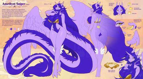 anthro biped breasts butt claws clothed clothed_anthro clothed_female clothing feathers feet female fingers front_view fur hair horn looking_at_viewer navel rear_view smile solo standing tail teeth toes wings amethystdust mythology dragon mythological_creature mythological_scalie scalie 2026 absurd_res digital_drawing_(artwork) digital_media_(artwork) hi_res