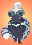 anthro big_breasts black_nipples breasts clothing female fingers huge_breasts lingerie nipples overweight overweight_anthro overweight_female pink_nose solo thick_thighs wide_hips artisipancake felid mammal pantherine snow_leopard 2018 hi_res