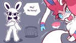 anthro bodily_fluids dialogue duo female ribbons shaking speech_bubble sweat sweatdrop trembling ram_g_thunder go_to_horny_jail nintendo pokemon fan_character sylvie_(ram_g_thunder) eeveelution generation_6_pokemon pokemon_(species) sylveon 16:9 hi_res meme widescreen