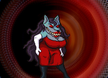 abstract_background anthro armwear big_breasts big_legs black_boots black_clothing black_footwear black_hair black_sclera blue_body blue_fur boots breasts clothed clothing dress elbow_gloves female footwear fur gloves grey_body grey_fur hair hand_on_hip handwear larger_female lips long_hair makeup red_clothing red_dress red_eyelids red_eyes red_lips sharp_teeth shoes size_difference skimpy solo spiral_background teeth thick_lips thick_thighs thin_eyebrows white_clothing white_gloves white_handwear wide_waist alexis_wasilla mythology canid canine canis mammal mythological_canine mythological_creature werecanid werecanine werecreature werewolf wolf digital_media_(artwork) pixel_(artwork)
