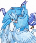 anthro articuno avian bird blue_feathers duo female legendary_pokémon male nintendo pokémon red_eyes video_games
Rating: Safe
Score: 5
User: dark_yveltal
Date: August 18, 2013