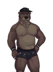 2023 anthro biped black_boxer_briefs black_clothing black_headwear black_underwear blue_eyes boxer_briefs brown_body brown_fur burrserk cigarette clothing countershade_face countershade_torso countershading ear_piercing ear_ring echo_(game) echo_(series) echo_project facial_piercing fur grey_nipples grey_nose hat headgear headwear hi_res jewelry jolly_roger lip_piercing looking_at_viewer male male_anthro mammal multicolored_body multicolored_fur muscular muscular_male mustelid necklace nipples otter piercing portrait ring_piercing simple_background slightly_chubby slightly_chubby_anthro slightly_chubby_male solo sydney_bronson three-quarter_portrait two_tone_body two_tone_fur underwear whiskers white_background wristband x_marks_the_spot