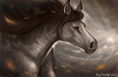 ambiguous_gender black_mane brown_eyes cloud day detailed_background eyelashes feral flying fur grey_body grey_fur group lens_flare light mane nature no_sclera nude outside overcast shadow side_view sky snout solo_focus sunlight whiskers wind flashw avian equid equine horse mammal 2016 detailed digital_media_(artwork) digital_painting_(artwork) half-length_portrait painting_(artwork) portrait