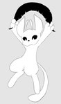 3_fingers anthro black_sclera fingers fur grey_background male raised_arms serious simple_background solo tail white_body white_fur mentha ori_(series) ori_(ori) guardian_spirit 2017 chinese_description full-length_portrait hi_res monochrome portrait