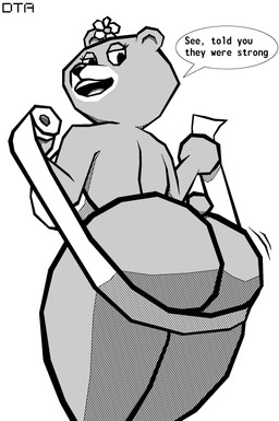 anthro big_breasts big_butt big_eyes big_iris biped black_text breasts butt countershade_face countershade_fur countershading dialogue eyelashes female flower flower_on_ear fur head_turned holding_object holding_toilet_paper iris legs_together looking_at_viewer looking_back looking_back_at_viewer looking_down looking_down_at_viewer mature_anthro mature_female monotone_background motion_lines motion_outline narrowed_eyes no_pupils nude nude_anthro nude_female open_mouth open_smile plant short_tail simple_background smile smiling_at_viewer solo speech_bubble standing tail talking_to_viewer teeth text thick_thighs three-quarter_view toilet_paper tongue white_background white_speech_bubble deucetryart charmin charmin_bear bear mammal 2023 artist_name digital_drawing_(artwork) digital_media_(artwork) english_text greyscale hi_res monochrome
