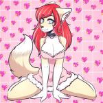 anthro blue_eyes breasts cleavage clothed clothing female hair red_hair smile solo zyira canid canine mammal 1:1 digital_media_(artwork) low_res shaded source_request