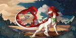 cloud female feral green_eyes hair jolene_summerrain outside red_hair sky smile solo tail tail_tuft tuft white_body siyeneveries mythology dragon mythological_creature mythological_scalie scalie digital_media_(artwork) hi_res