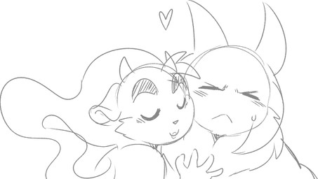 4_fingers anthro blush bodily_fluids broad_shoulders cheek_to_cheek cheek_tuft chest_tuft duo embarrassed eyebrows eyes_closed facial_tuft femboy fingers frown hand_on_chest head_tuft heart_symbol horn kissy_face lips looking_away male male/male muscular muscular_male scowl sweat thick_eyebrows tuft sssonic2 kai_the_cervine_ghost kore_(sssonic2) alien cervine deer ghost humanoid mammal spirit black_and_white digital_drawing_(artwork) digital_media_(artwork) monochrome sketch