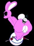 anal anal_penetration backsack balls battery bent_over big_butt butt eyewear femboy genitals huge_butt male mascot penetration rear_view simple_background solo sunglasses transparent_background ota_(artist) energizer energizer_bunny lagomorph leporid mammal rabbit absurd_res alpha_channel hi_res