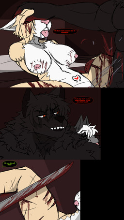 anthro anthro_on_anthro anthro_penetrated anthro_penetrating anthro_penetrating_anthro barely_visible_genitalia barely_visible_vulva big_breasts bite_mark bite_mark_on_breast black_body black_fur black_hair blood bodily_fluids breasts detailed_background dialogue dismemberment drooling duo eye_through_hair eyebrow_through_hair eyebrows female female_anthro female_penetrated forced fur genitals gore grey_body grey_fur hair head_grab male male/female male_anthro male_penetrating male_penetrating_female melee_weapon missing_arm missing_leg muscular muscular_male mutilation nipples nude nude_anthro nude_female nude_male orange_eyes penetration pink_nipples pink_vulva rape red_eyes sadism saliva sex solo speech_bubble sword tan_body tan_fur tan_hair teeth text tongue tongue_out translucent translucent_hair vulva weapon white_body white_fur white_hair womb_tattoo wounded butcher_pal adam_manchester victoria_manchester canid canine canis hybrid mammal procyonid raccoon wolf 2026 absurd_res colored comic digital_drawing_(artwork) digital_media_(artwork) english_text hi_res