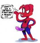 clothing costume dialogue dildo humor male male_wearing_strapon mask sex_toy shadow simple_background solo standing strapon text white_background wetwasabi marvel spider-ham spider-man:_spider-verse spider-man_(series) spider-ham_(character) domestic_pig mammal suid suine sus_(pig) 2019 english_text hi_res