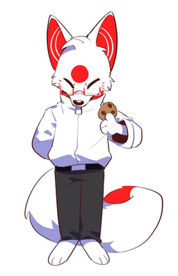 anthro belt black_belt black_nose bottomwear clothed clothing eyes_closed eyewear front_view fur glasses glistening glistening_nose grey_bottomwear grey_clothing grey_pants head_tuft jacket male pants rectangular_glasses red_body red_fur red_inner_ear red_tail simple_background solo standing tail topwear tuft unsigned white_background white_body white_clothing white_ears white_fur white_jacket white_tail white_topwear asnnonaka aka_(asnnonaka) canid canine fox mammal full-length_portrait portrait