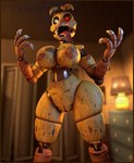 anthro big_breasts border breasts female fingers genitals glowing glowing_eyes inside lamp long_tongue looking_at_viewer machine metallic_body nipples orange_body orange_border pussy red_eyes sharp_teeth solo teeth tongue white_eyes wide_hips yellow_body zentaisfm five_nights_at_freddy's five_nights_at_freddy's_4 scottgames nightmare_chica_(fnaf) animatronic avian bird chicken galliform gallus_(genus) phasianid robot 2022 3d_(artwork) digital_media_(artwork) hi_res