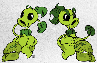 anthro balls big_balls big_penis duo foreskin genitals glans huge_balls huge_penis humanoid_genitalia humanoid_penis hyper hyper_balls hyper_genitalia hyper_penis male male/male penis plant shortstack varmbnuuy electronic_arts plants_vs._zombies popcap_games elemental_creature flora_fauna peashooter_(pvz) repeater_(pvz) absurd_res hi_res
