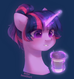 beverage blush chest_tuft coffee coffee_cup container cup female feral hair horn magic neck_tuft ponytail smile solo sparkles tuft anku_(artist) friendship_is_magic hasbro my_little_pony mythology twilight_sparkle_(mlp) equid equine mammal mythological_creature mythological_equine unicorn alpha_channel hi_res