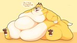 3_toes anthro belly big_belly big_butt big_moobs blush brown_pawpads butt dialogue feet fur huge_belly hyper hyper_belly immobile lidded_eyes love_handles male moobs morbidly_obese morbidly_obese_anthro morbidly_obese_male navel neck_rolls obese obese_anthro obese_male open_mouth overweight overweight_anthro overweight_male pawpads pink_tongue sitting solo speech_bubble text toes tongue tongue_out yellow_body yellow_fur mikoyote mikoyote_(character) canid canine canis coyote mammal english_text hi_res