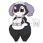 clothing female huge_thighs legwear maid_uniform short_stack simple_background solo stockings thick_thighs uniform white_background wide_hips zamuzaza2 nintendo pokemon generation_8_pokemon indeedee morpeko pokemon_(species) 1:1