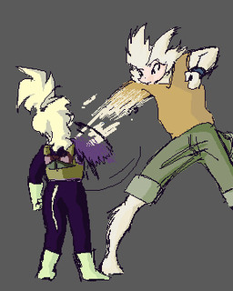 animated_gif barefoot battle duo feet fight male parody tail epilepsy_warning zachary_braun dragon_ball dragon_ball_z animal_humanoid domestic_cat felid feline felis haplorhine humanoid mammal monkey primate 2d_animation 4:5 animated low_res short_playtime