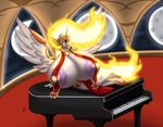 absurd_res amber_eyes anthro anthrofied areola badgerben big_breasts blues64 breasts daybreaker_(mlp) electronics equid equine female fire flaming_hair friendship_is_magic full_moon grand_piano hasbro hi_res horn huge_breasts hyper hyper_breasts keyboard_instrument mammal microphone moon musical_instrument my_little_pony mythological_creature mythological_equine mythology nipple_outline nipples on_piano piano pose pseudo_hair red_sclera solo story story_in_description winged_unicorn wings