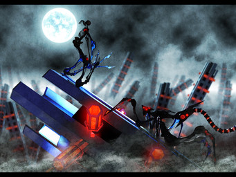 6_legs ambiguous_gender bone cloud cloudy_sky duo feral full_moon glowing glowing_eyes long_tail looking_at_another machine mechanical_arm mechanical_leg moon multi_eye night outside ribs scenery segmented_tail skeleton sky tail deino_(artist) deino_(modeler) calne_ca magnesium_(deino) animated_skeleton arthropod humanoid robot robot_feral robot_humanoid undead 2010 3d_(artwork) autodesk_3ds_max_(artwork) digital_media_(artwork) female_(lore) male_(lore)