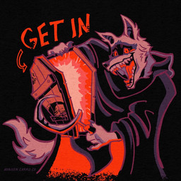 4_fingers anthro black_background black_clothing cheek_tuft claws cloak clothing coffin creepy directional_arrow ears_up excited facial_markings facial_tuft fingers fluffy fluffy_tail fur fuzzy glowing grey_body grey_fur head_markings holding_object holding_weapon inviting inviting_viewer looking_at_viewer male markings mask_(marking) open_coffin open_mouth open_smile pointy_ears prick_ears red_eyes sharp_teeth sickle simple_background smile solo standing tail teeth text tongue tuft weapon avrilsommerfeld dreamworks puss_in_boots_(franchise) death_(puss_in_boots) canid canine canis mammal wolf hi_res signature