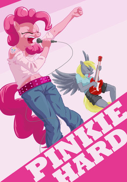 anthro anthrofied balloon belt blonde_hair bottomwear clothing cutie_mark_on_shoulder duo electric_guitar electronics feathered_wings feathers female grey_body grey_feathers guitar hair holding_microphone holding_object inflatable microphone musical_instrument open_mouth pants pink_body pink_hair playing_guitar playing_music plucked_string_instrument simple_background string_instrument tail text tongue toony wings unknown_artist friendship_is_magic hasbro my_little_pony mythology derpy_hooves_(mlp) pinkie_pie_(mlp) earth_pony equid equine horse mammal mythological_creature mythological_equine pegasus pony english_text hi_res