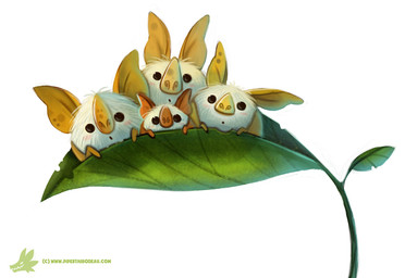 ambiguous_gender beady_eyes black_eyes feral fur group leaf looking_at_viewer simple_background text white_background white_body white_fur piper_thibodeau bat honduran_white_bat leaf-nosed_bat mammal microbat yangochiropteran digital_media_(artwork) digital_painting_(artwork) painting_(artwork) url