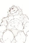 abs anthro bulge clothing male muscular muscular_anthro muscular_male navel nipples pecs shirtless solo speedo swimwear heylaw21 lifewonders live_a_hero monomasa canid canine canis domestic_dog husky mammal nordic_sled_dog spitz absurd_res hi_res sketch