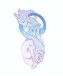 ambiguous_gender crossed_arms curled_tail curled_up curling_toes eyes_closed feet feral floating glowing legs_together purple_tail simple_background solo tail white_background canisalbus nintendo pokemon felid feline generation_1_pokemon legendary_pokemon mammal mewtwo pokemon_(species) 2018 digital_media_(artwork) hi_res